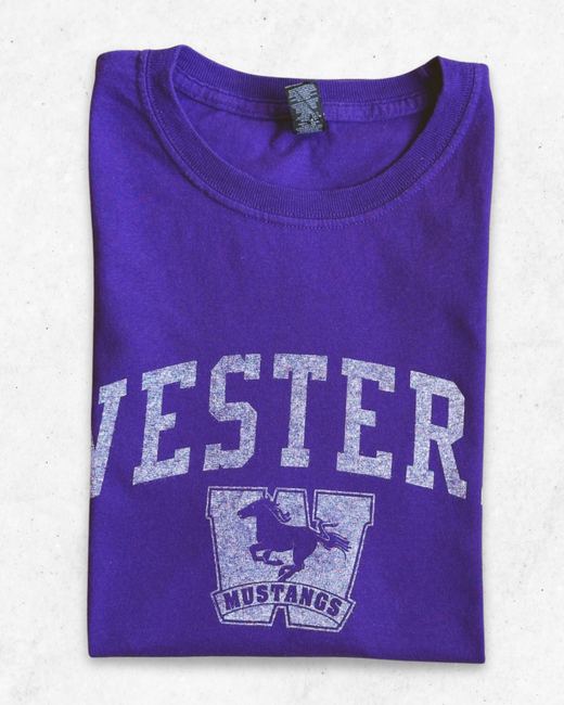 Camiseta American Vintage Western Mustangs Morado S - Segunda Mano