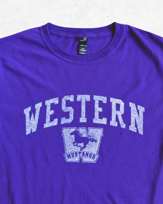 Camiseta American Vintage Western Mustangs Morado S - Segunda Mano