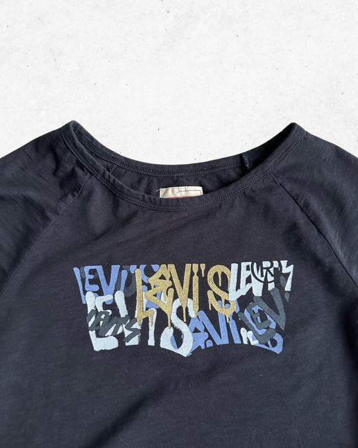 Camiseta de Manga Larga Levis Crop Mujer Negro S - Segunda Mano