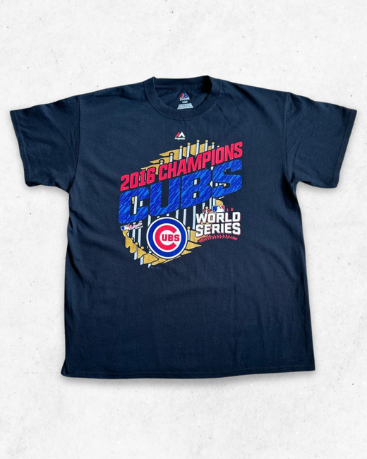 Camiseta MLB Chicago Cubs Champions World Series 2016 Negro L