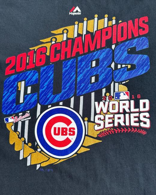 Camiseta MLB Chicago Cubs Champions World Series 2016 Negro L