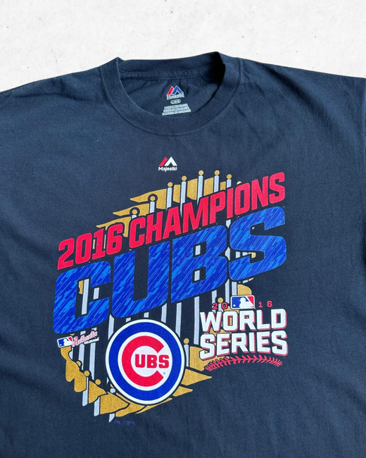 Camiseta MLB Chicago Cubs Champions World Series 2016 Negro L