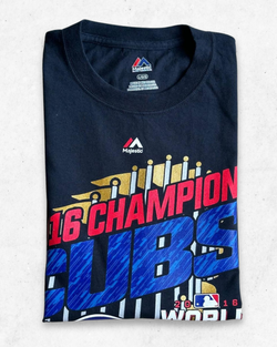 Camiseta MLB Chicago Cubs Champions World Series 2016 Negro L
