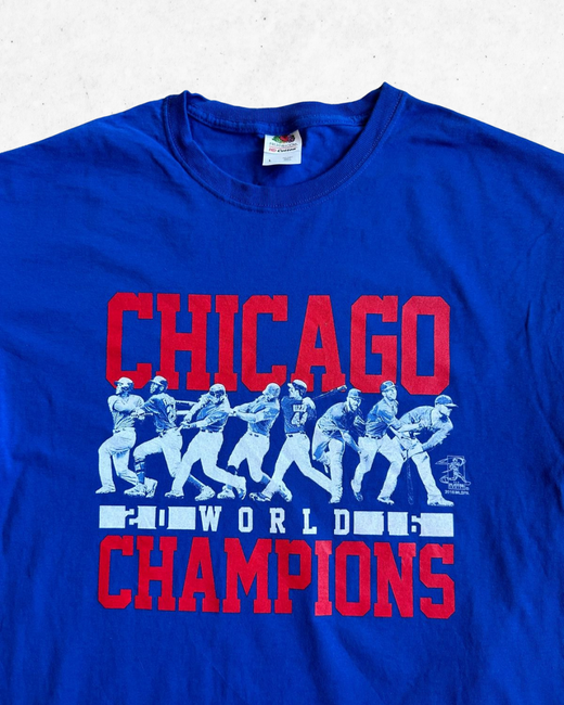 Camiseta MLB Chicago Cubs World Champions 2016 Azul L - Segunda Mano