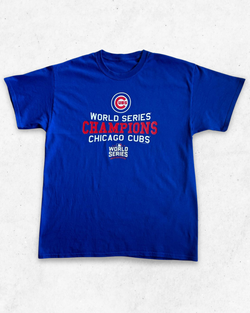 Camiseta MLB Chicago Cubs World Series Champions 2016 Azul L - Segunda Mano