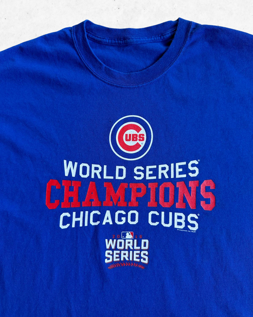 Camiseta MLB Chicago Cubs World Series Champions 2016 Azul L - Segunda Mano