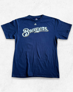 Camiseta MLB Milwaukee Brewers 21 Shaw Azul Marino L