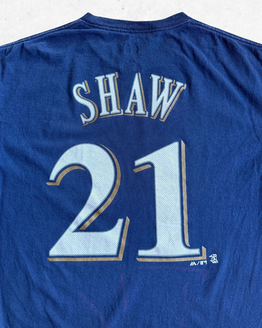 Camiseta MLB Milwaukee Brewers 21 Shaw Azul Marino L