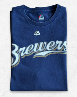 Camiseta MLB Milwaukee Brewers 21 Shaw Azul Marino L