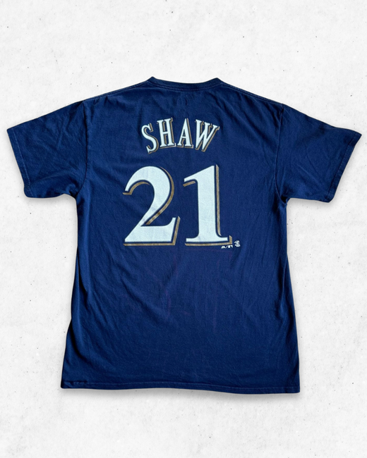 Camiseta MLB Milwaukee Brewers 21 Shaw Azul Marino L