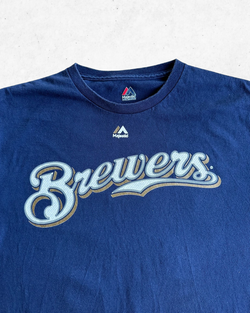 Camiseta MLB Milwaukee Brewers 21 Shaw Azul Marino L