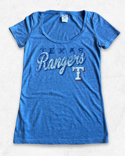 Camiseta MLB Texas Rangers Mujer Azul Claro M - Segunda Mano