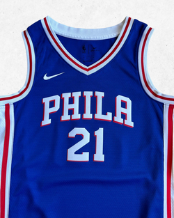 Camiseta NBA Nike Philadelphia 76ers 21 Joel Embiid Azul S - Segunda Mano