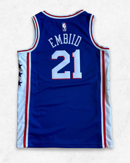 Camiseta NBA Nike Philadelphia 76ers 21 Joel Embiid Azul S - Segunda Mano