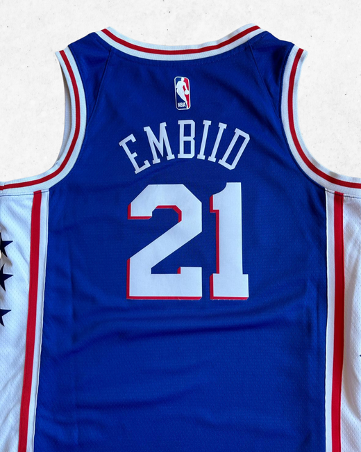 Camiseta NBA Nike Philadelphia 76ers 21 Joel Embiid Azul S - Segunda Mano