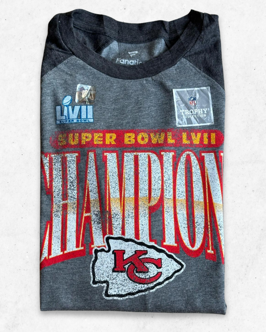Camiseta de Manga Larga NFL Kansas City Chiefs Super Bowl LVII Champions Gris XL