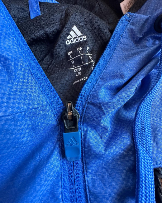 Cortavientos Adidas Azul y Gris L - Segunda Mano