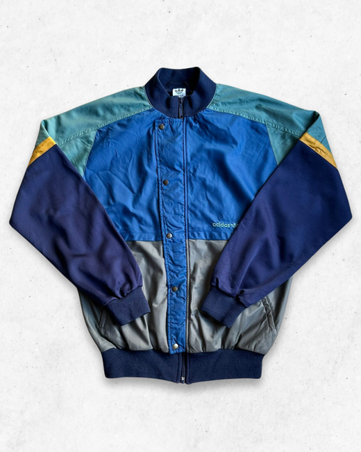 Chaqueta Vintage Adidas Retro 80s Hombre Azul Marino, Gris y Azul M