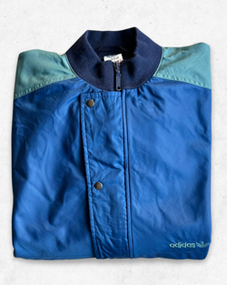 Chaqueta Vintage Adidas Retro 80s Hombre Azul Marino, Gris y Azul M - Segunda Mano