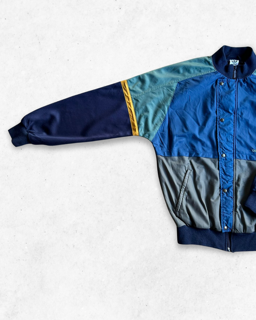 Chaqueta Vintage Adidas Retro 80s Hombre Azul Marino, Gris y Azul M - Segunda Mano