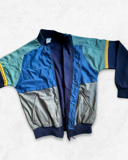 Chaqueta Vintage Adidas Retro 80s Hombre Azul Marino, Gris y Azul M - Segunda Mano