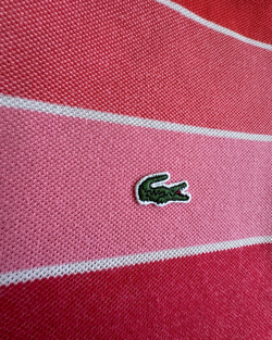 Polo Lacoste Mujer de rayas Coral, Rosa y Rojo S
