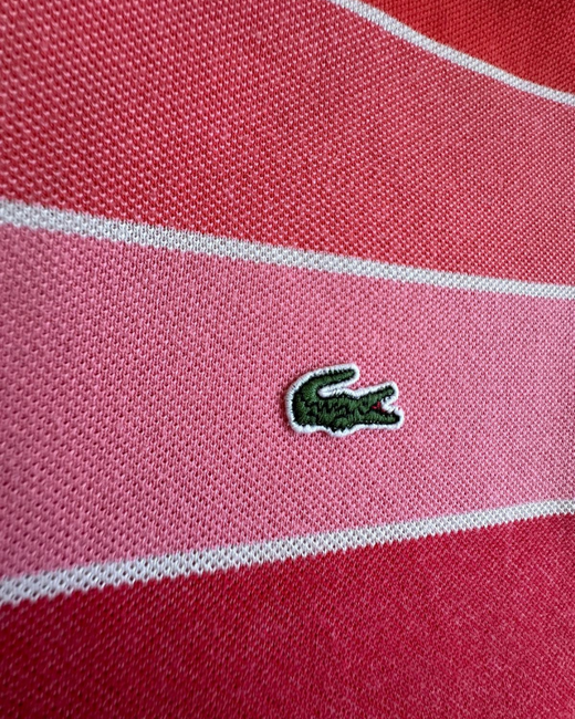Polo Lacoste Mujer de rayas Coral, Rosa y Rojo S