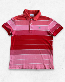 Polo Lacoste Mujer de rayas Coral, Rosa y Rojo S