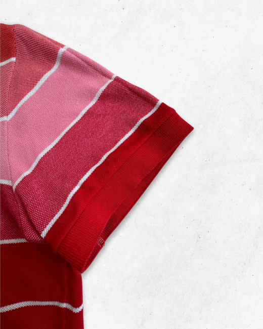 Polo Lacoste Mujer de rayas Coral, Rosa y Rojo S