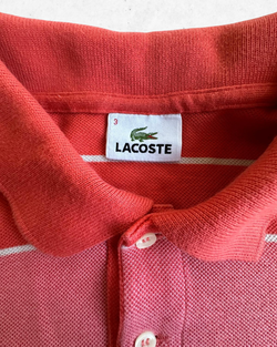 Polo Lacoste Mujer de rayas Coral, Rosa y Rojo S
