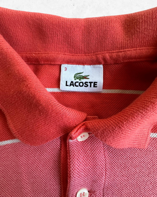 Polo Lacoste Mujer de rayas Coral, Rosa y Rojo S