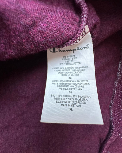 Sudadera Champion con relieve Mujer Burdeos XL